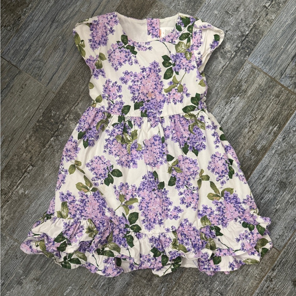 Floral Kids Dress in Purple and Green
